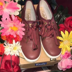 Keds Champion Leather Burgundy Sneakers